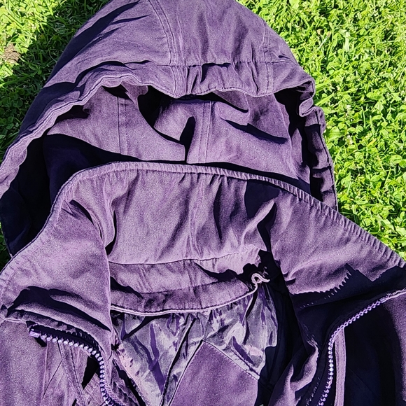 Women’s London Fog Purple Zipper Button Winter Jacket Hoodie Size Small Petite - Picture 6 of 10